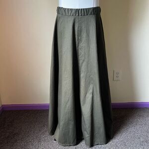 Handmade Olive Green Maxi‎ Skirt 2X High Waist A-Line Full Length Cottagecore